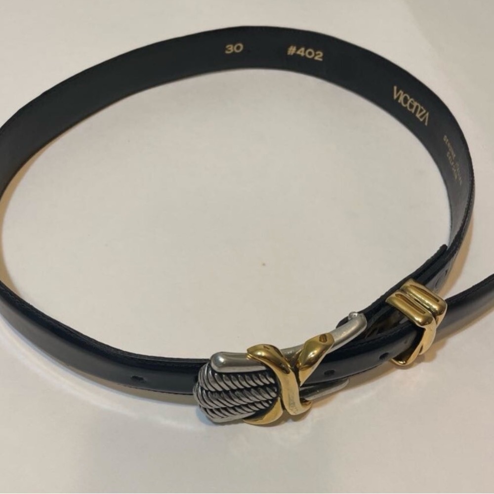 Vicenza Womens Waist Belt Black Golden #1222 Genuine Italian Size 30